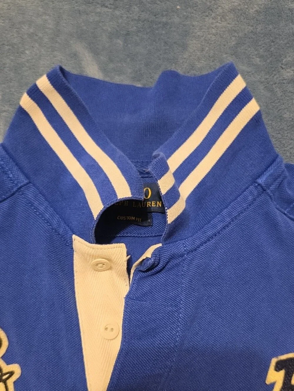 Polo by Ralph Lauren Royal Blue Short Sleeve Polo with Embroidered Patches